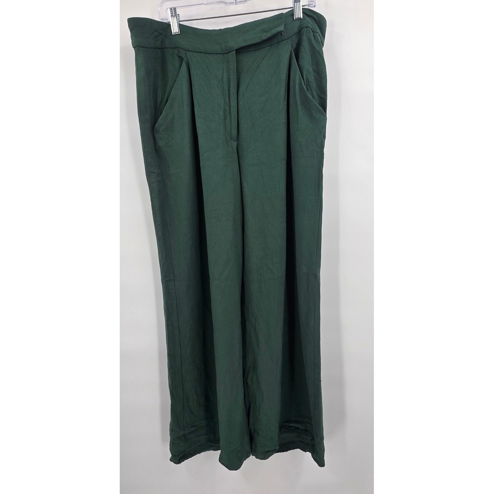 VERONICA BEARD MARBEAU PANTS WOMENS SIZE 16 GREEN TROUSERS PLEATED LINEN ***READ